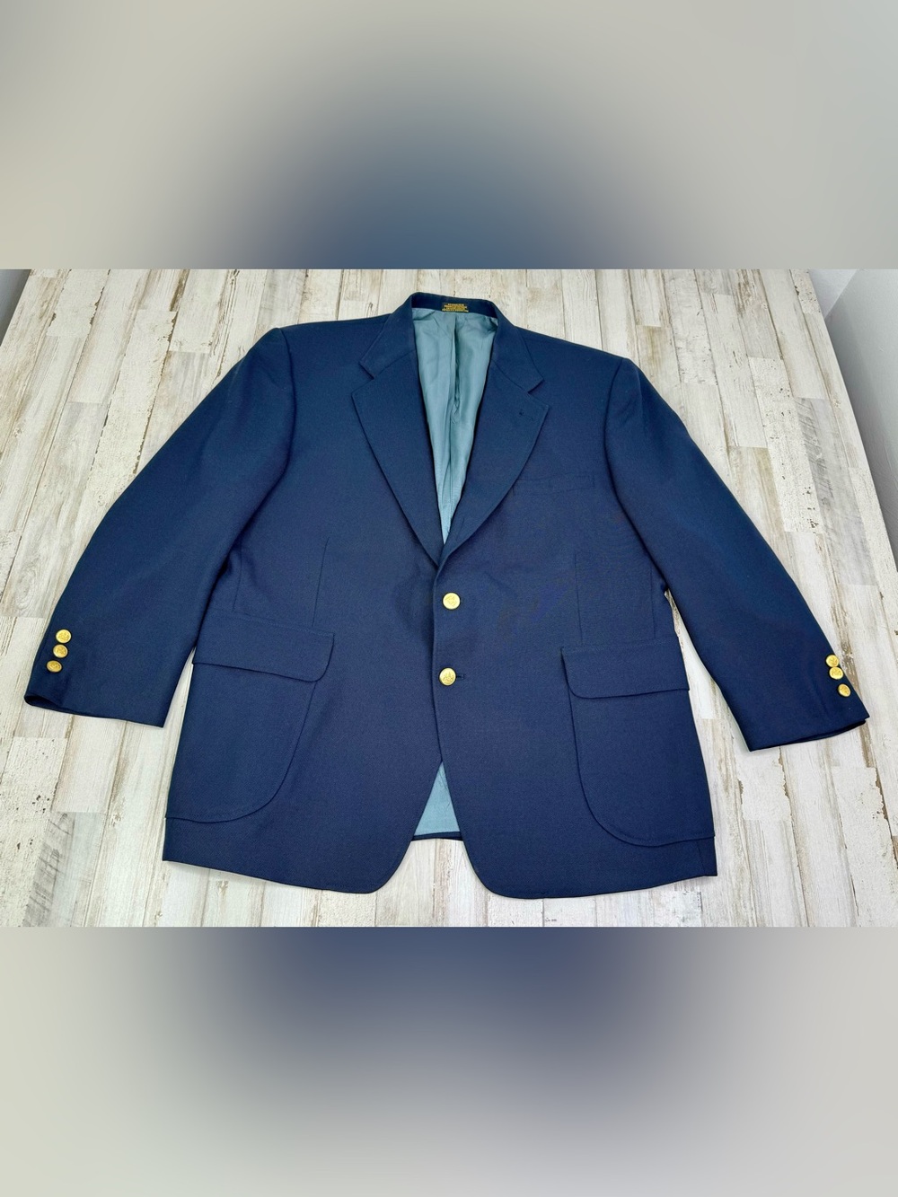 Stafford Mens 44S Worsted Wool Blend Sport Coat Classic Fit Blazer Blue